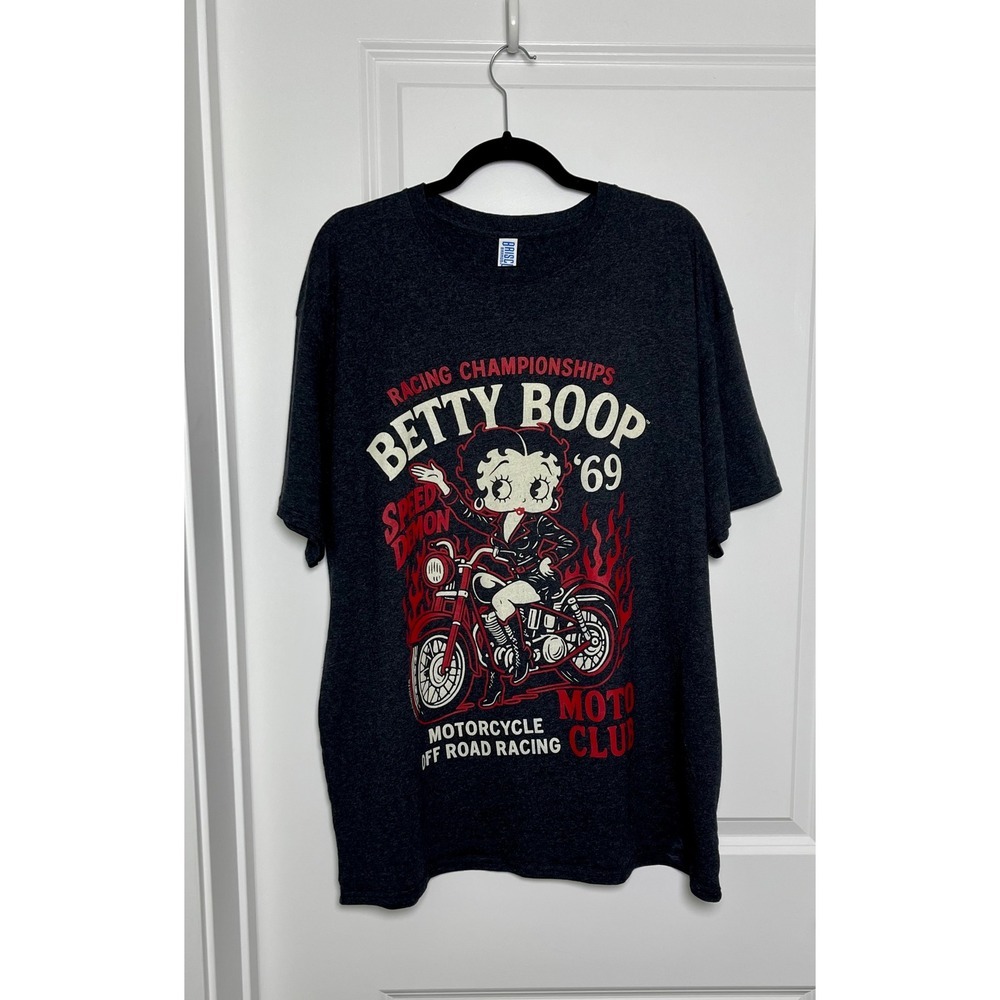 Brisco Betty Boop Motorcycle Racing Graphic Tee Charcoal XL Bikecore‎
